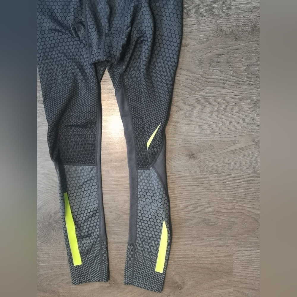 PreOwned Vintage Grey-Yellow Genderless Nike Knit Lycra Jersey Running Leggings - Picture 2 of 10